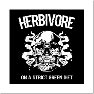 Herbivore On A Strict Green Diet  Skeleton Weed Vegan Posters and Art